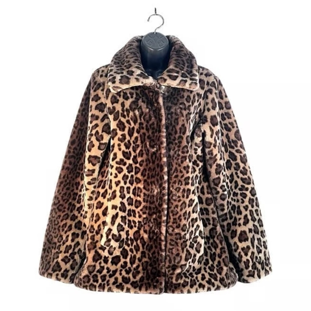 Vintage Dennis Basso Leopard Print Faux Fur Coat